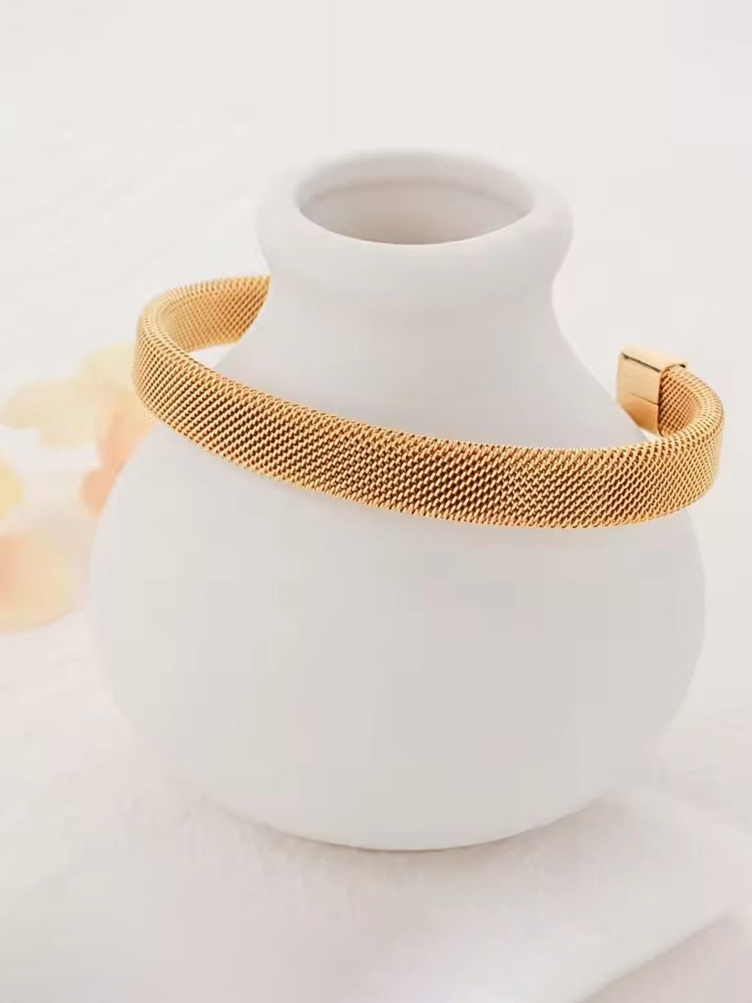 

MEENAZ Men Gold Plated Stainless Steel Cuff Bracelet
