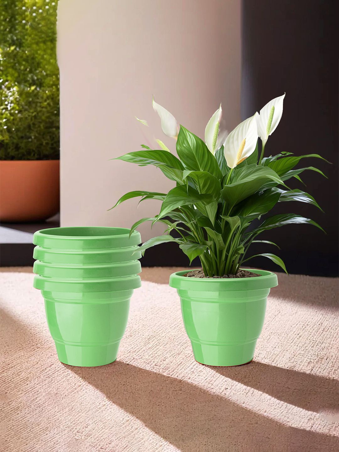 

Kuber Industries Green 5 Pieces 2-Layers Planters