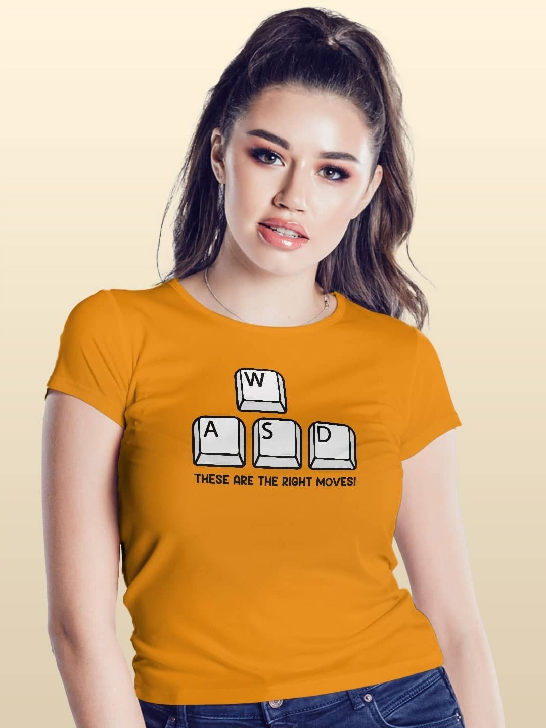 

macmerise Women Printed Applique T-shirt, Yellow