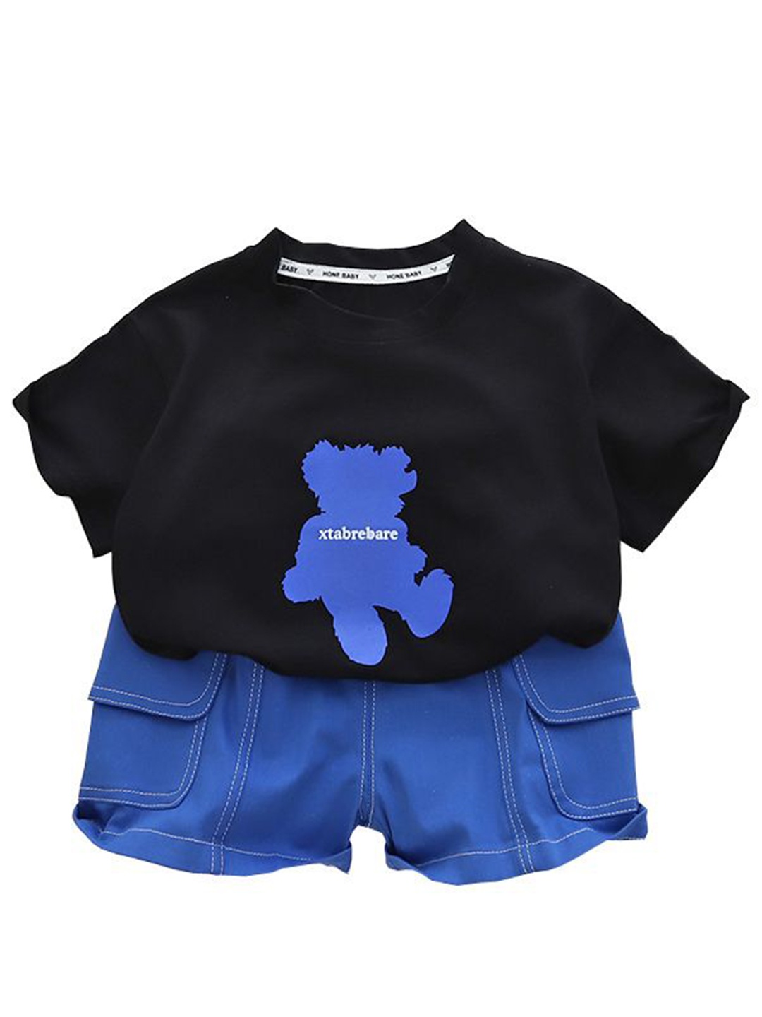 

StyleCast x Revolte Infant Boys Printed Pure Cotton T-shirt With Shorts, Black