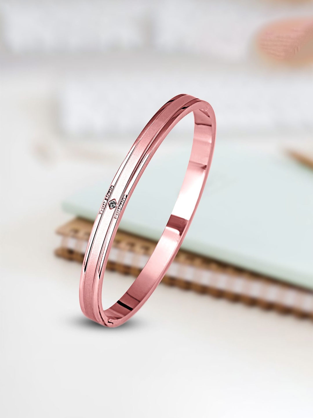 

MEENAZ Men Rose Gold Plated Stainless Steel Kada Bracelet