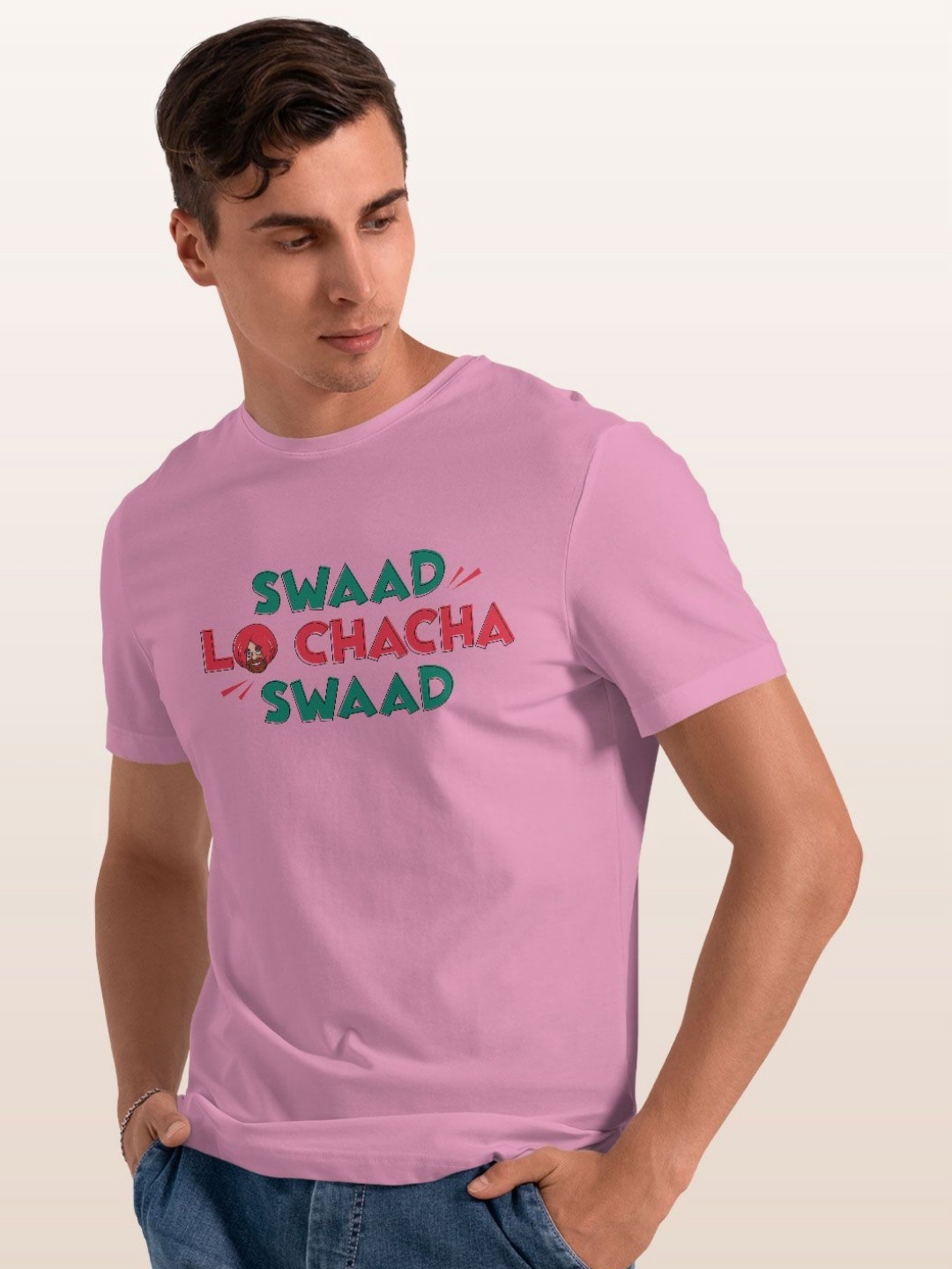 

macmerise Men Typography Printed Applique T-shirt, Pink