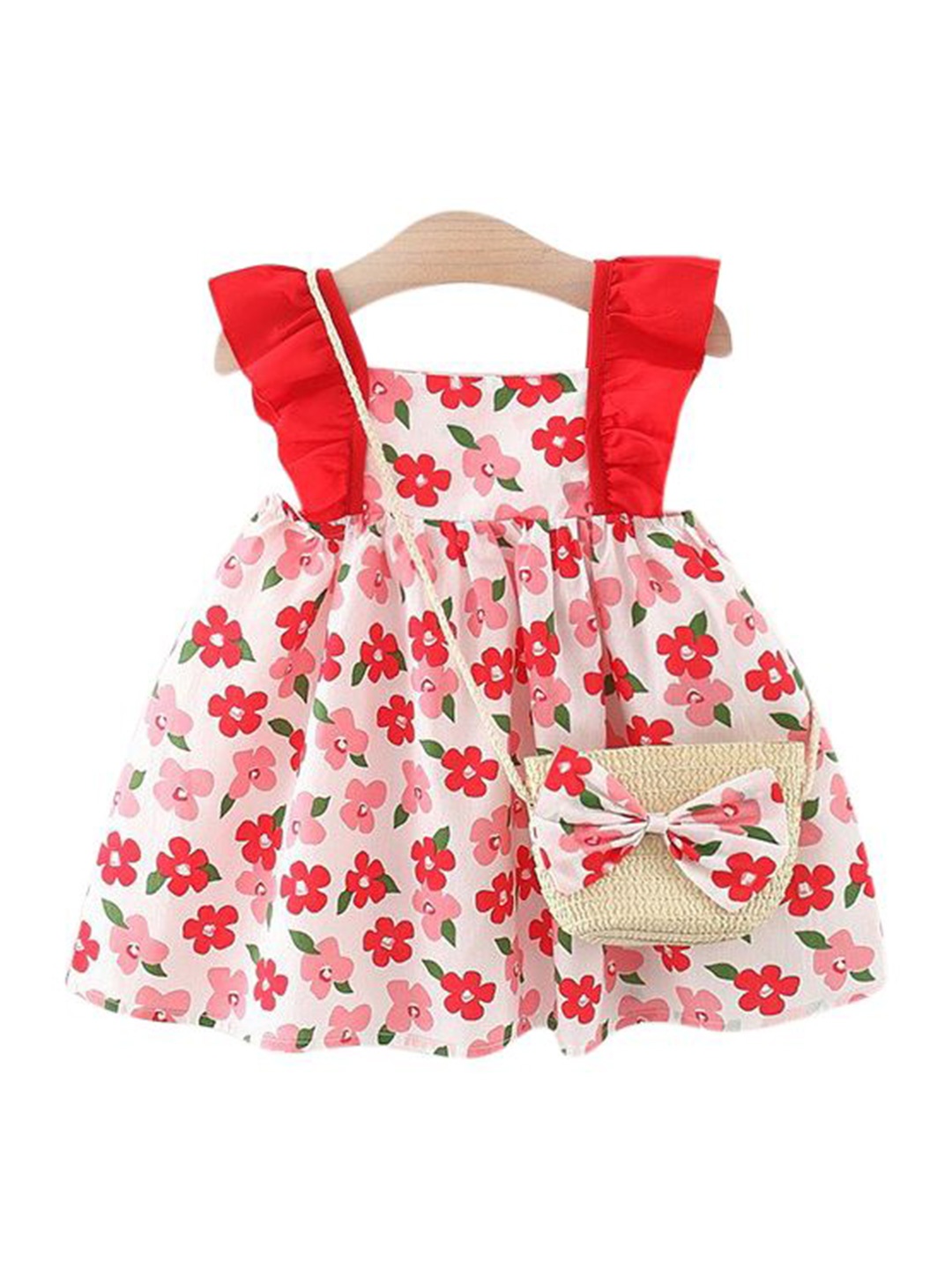 

StyleCast x Revolte Girls Floral Print Chiffon Balloon Dress, Red