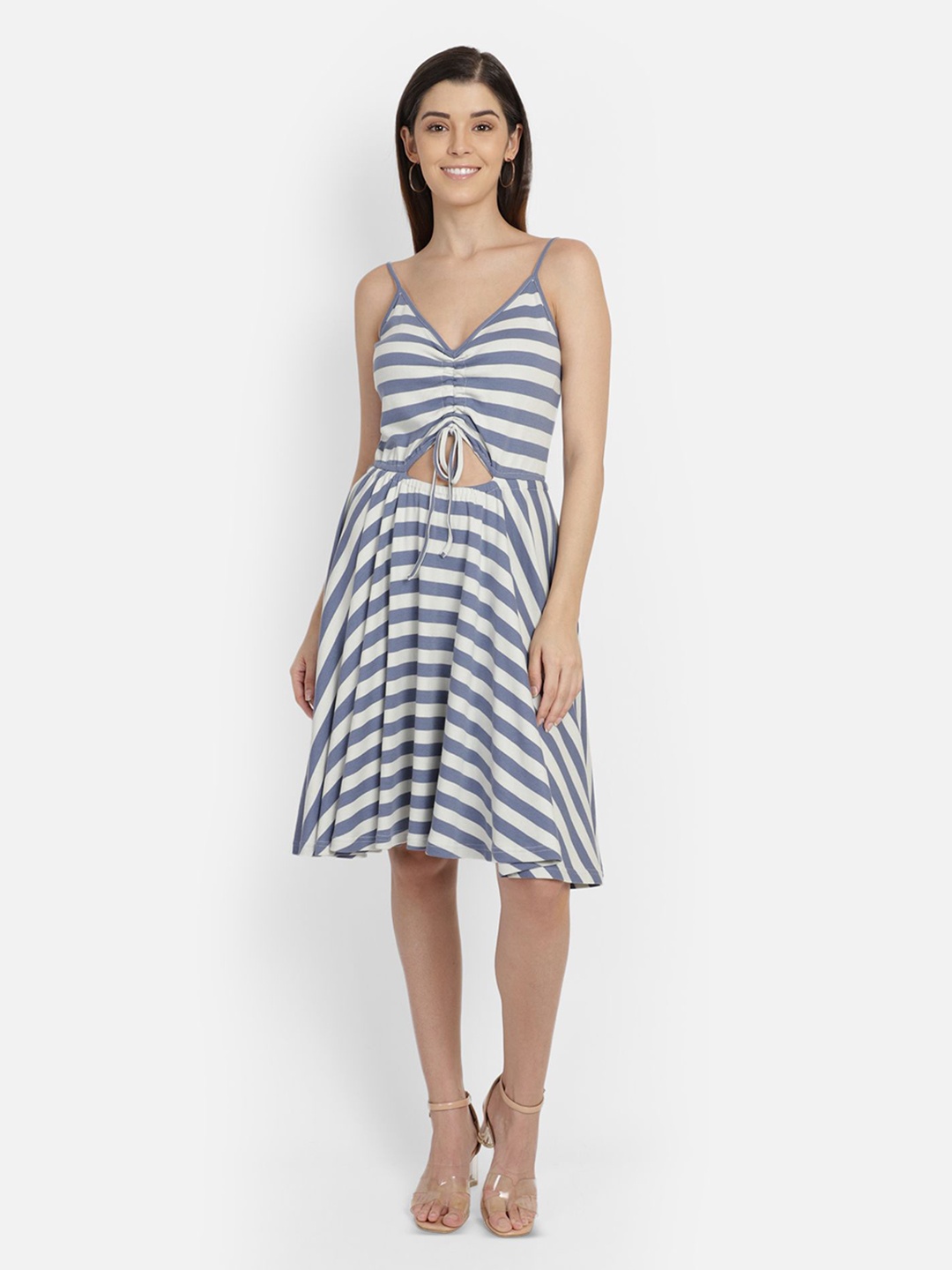 

Yaadleen Striped Fit & Flare Dress, Blue