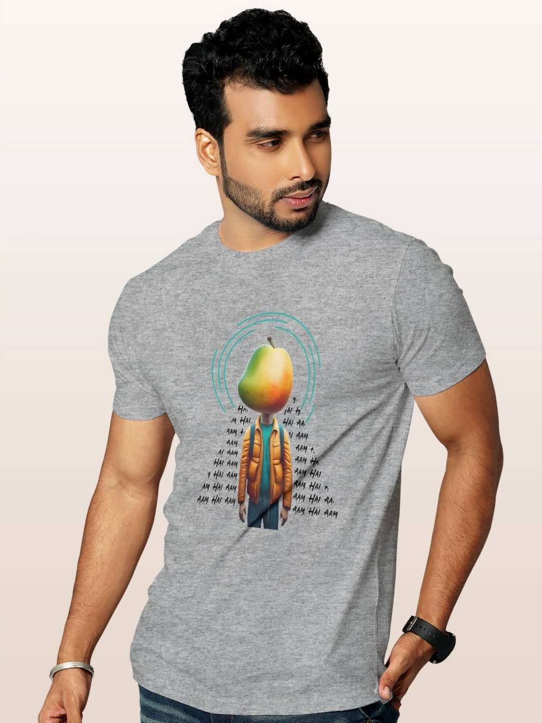 

macmerise Men Printed T-shirt, Grey
