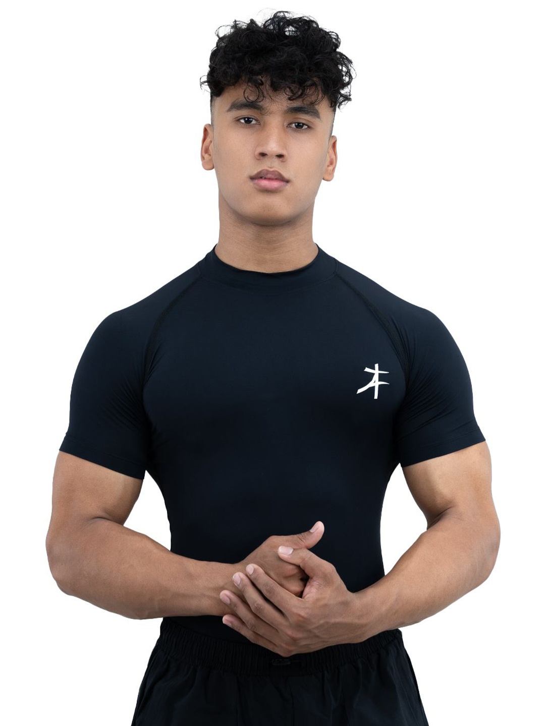

Athflex Men High-Neck Compression Sportswear for Gym T-Shirt, Black