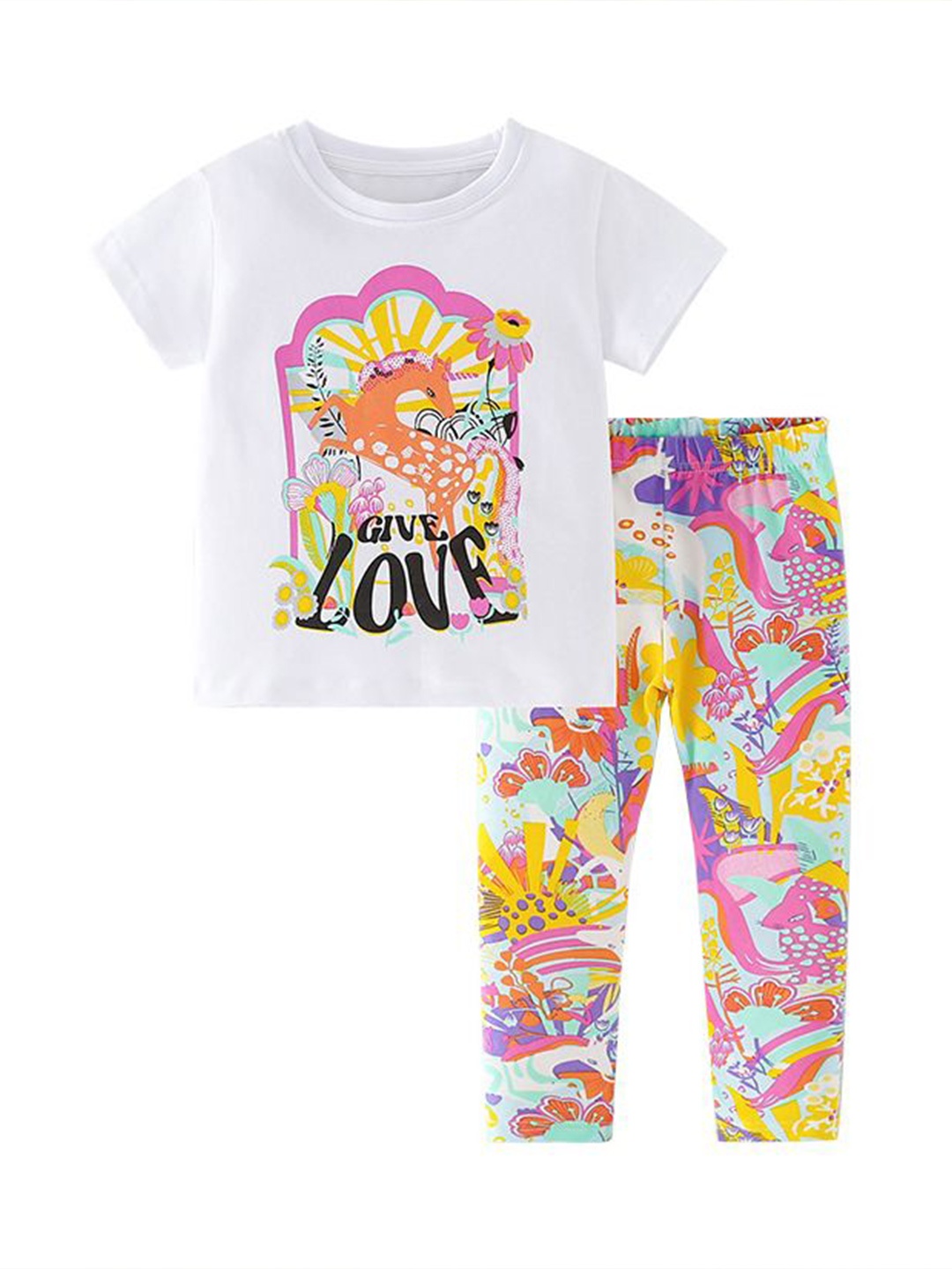 

StyleCast x Revolte Girls Pure Cotton Printed T-shirt With Pyjamas, White