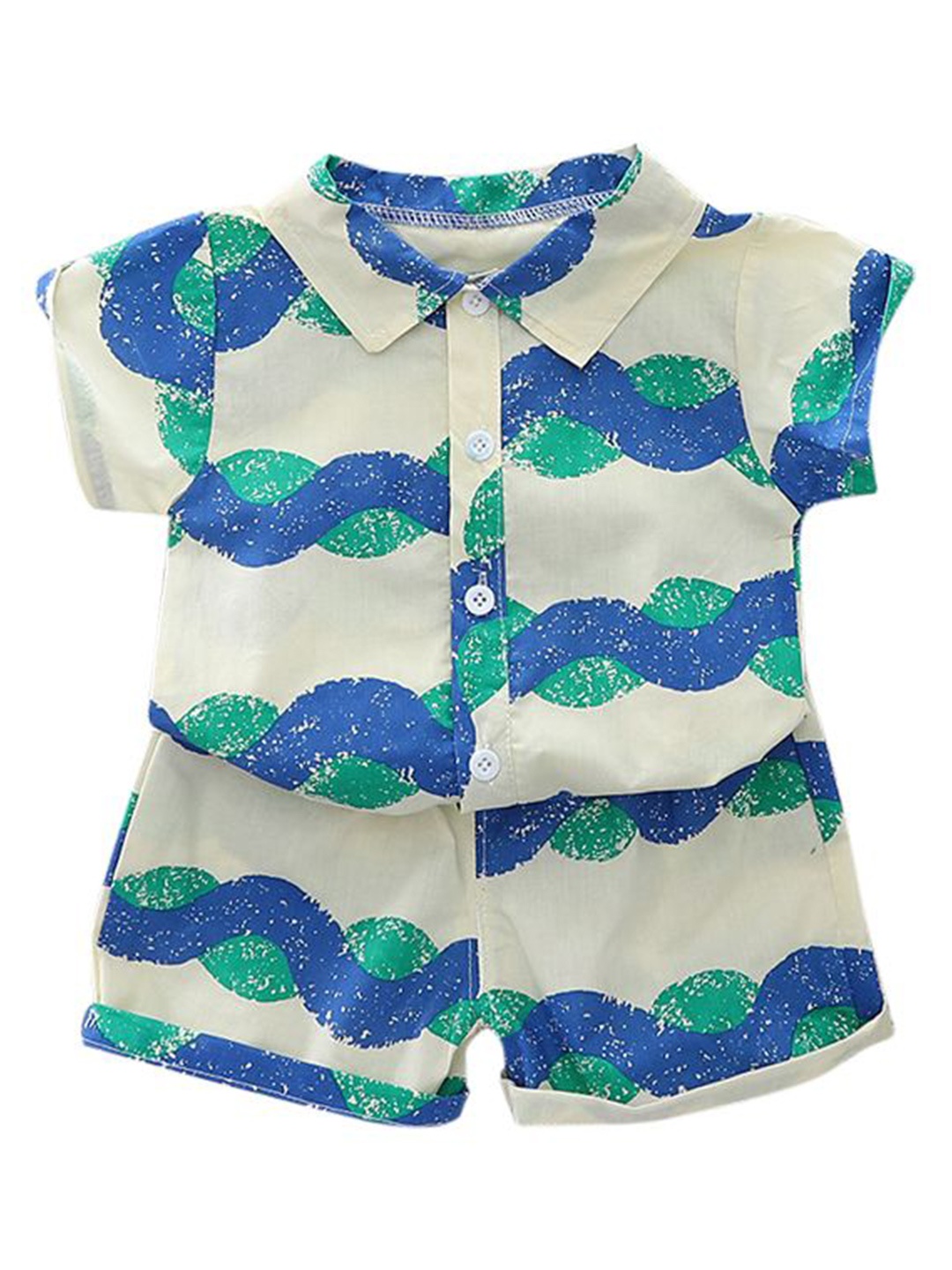 

StyleCast x Revolte Boys Printed Pure Cotton Shirt with Shorts, Cream