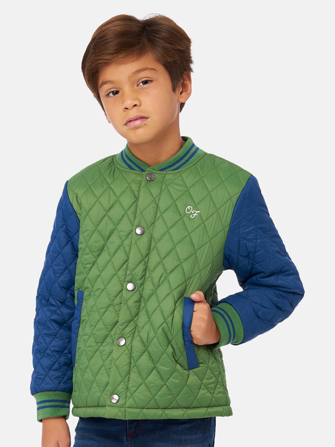 

One Friday Boys Solid Quilted Jacket, Green