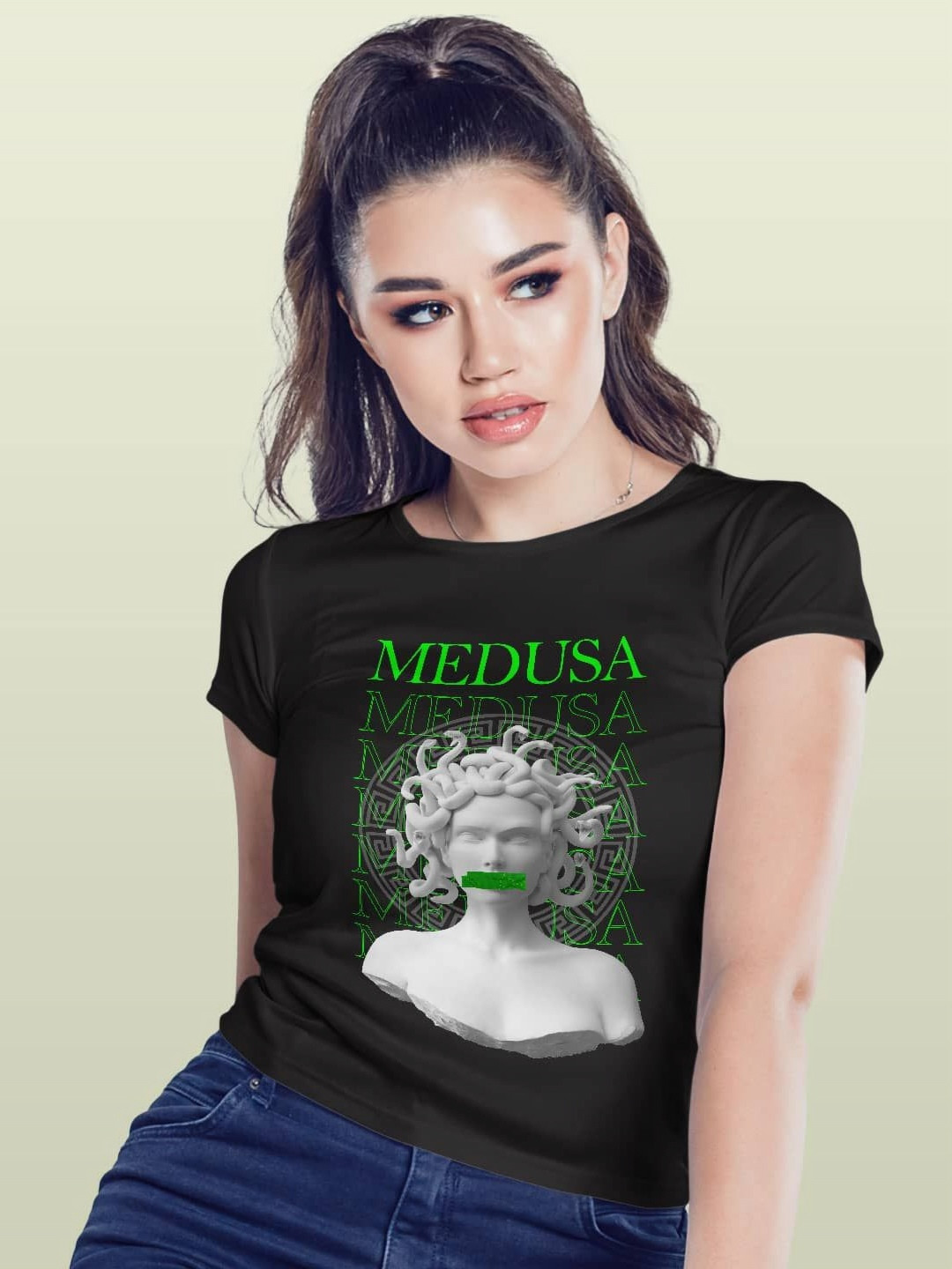 

macmerise Women Hooded Extended Sleeves Pockets T-shirt, Black