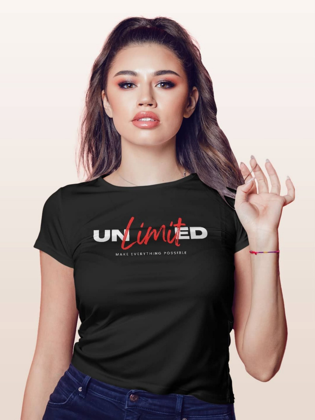 

macmerise Women Typography V-Neck T-shirt, Black