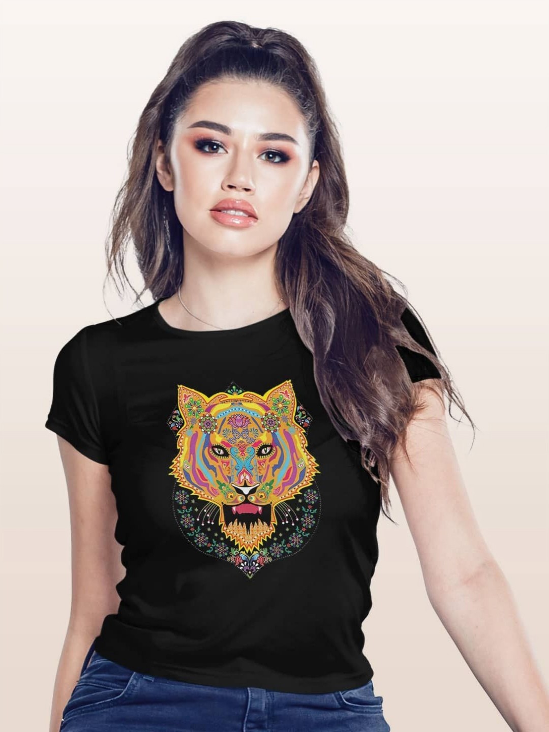 

macmerise Women Printed Extended Sleeves T-shirt, Black