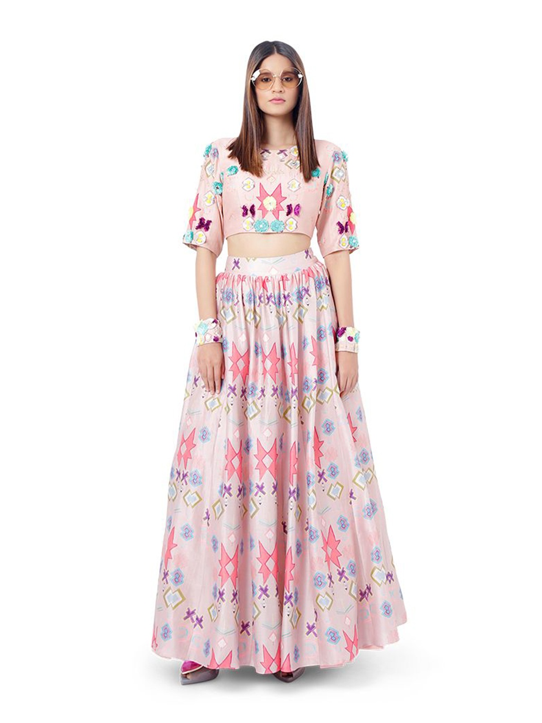 

Payal Singhal Floral Printed Ready to Wear Lehenga & Blouse With Dupatta, Pink