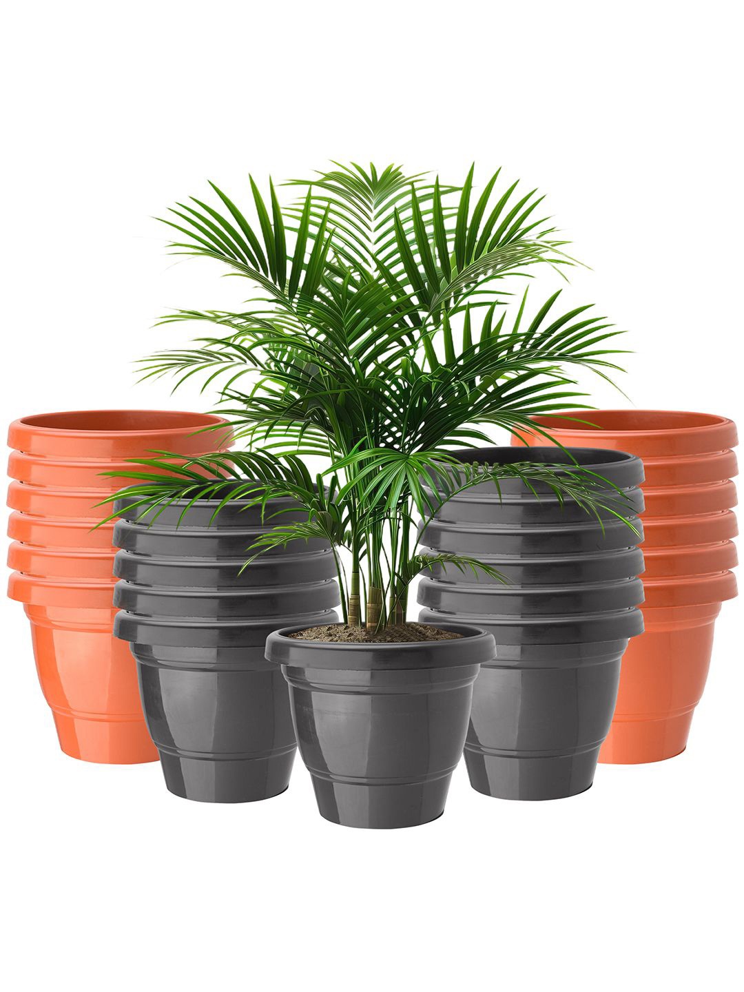 

Kuber Industries Orange-Coloured & Black 24 Pieces 2-Layer Planters