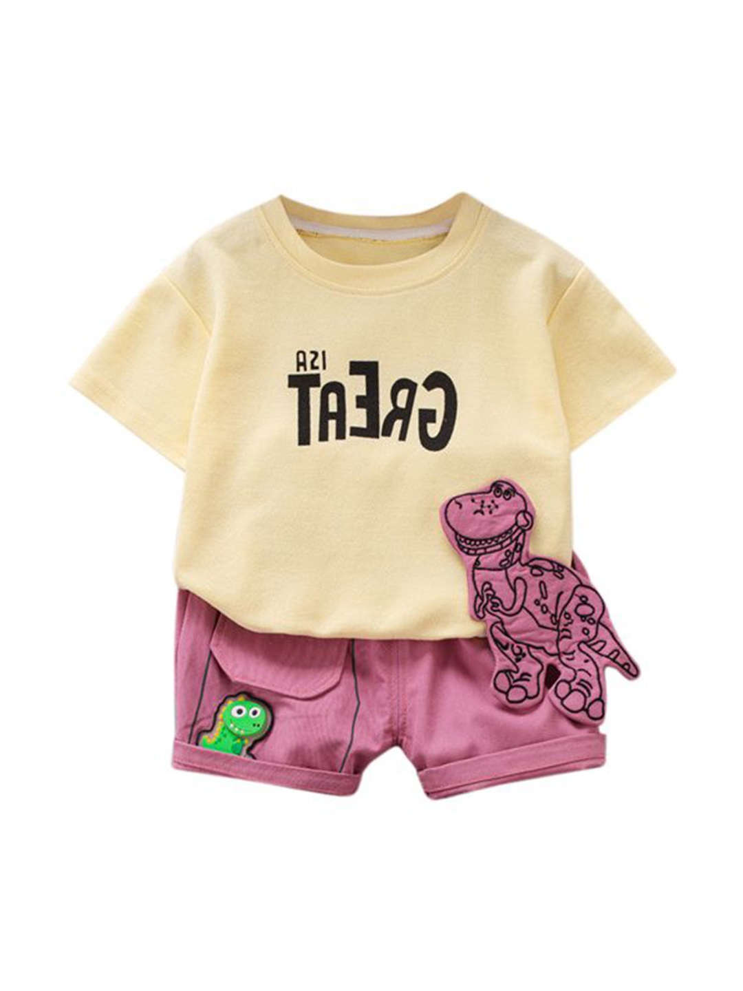

StyleCast x Revolte Boys Printed Pure Cotton T-shirt With Short, Yellow