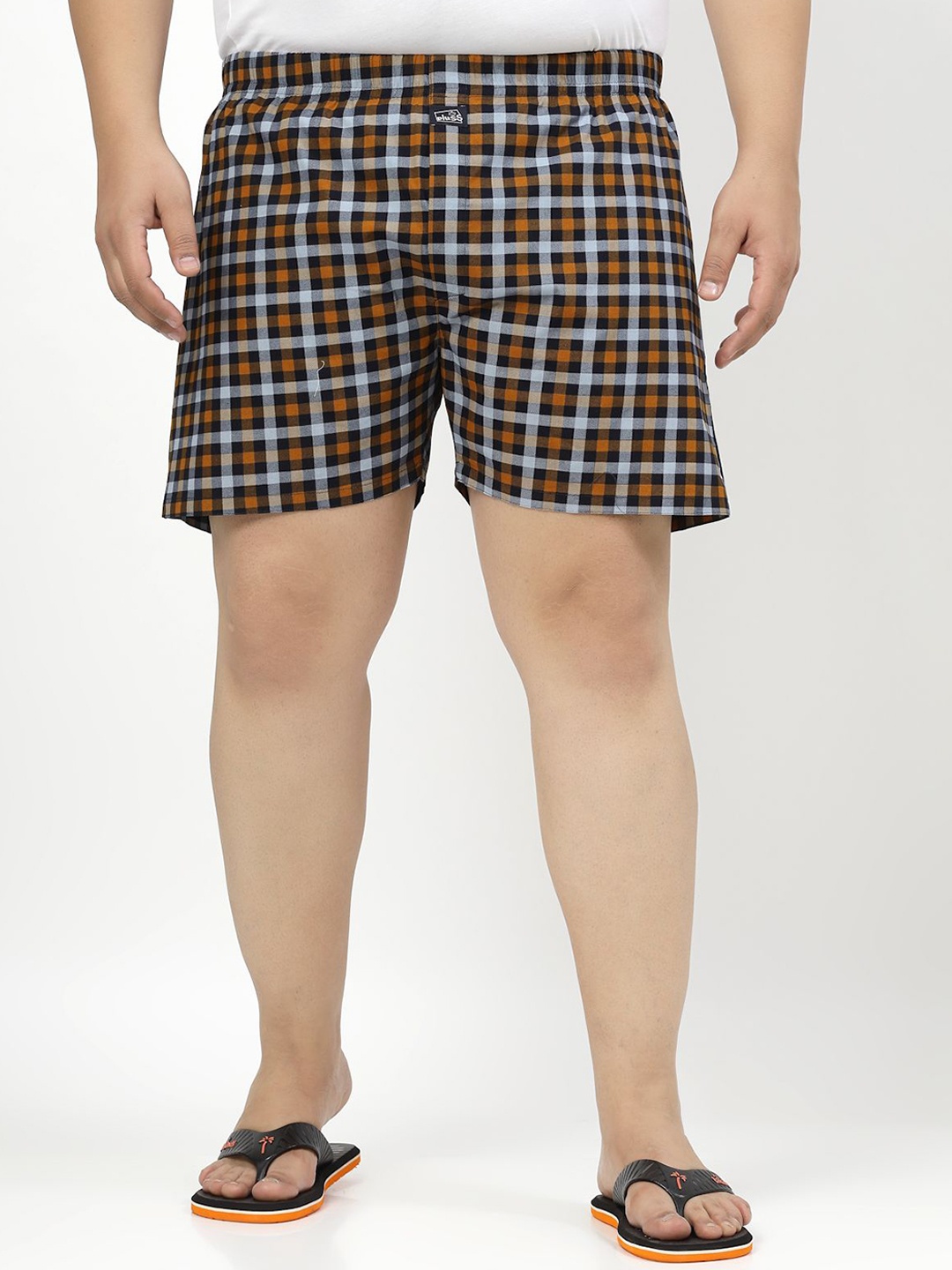 

plusS Men Checked Pure Cotton Boxers MBX208E-THAICURRYCHK-XL, Black