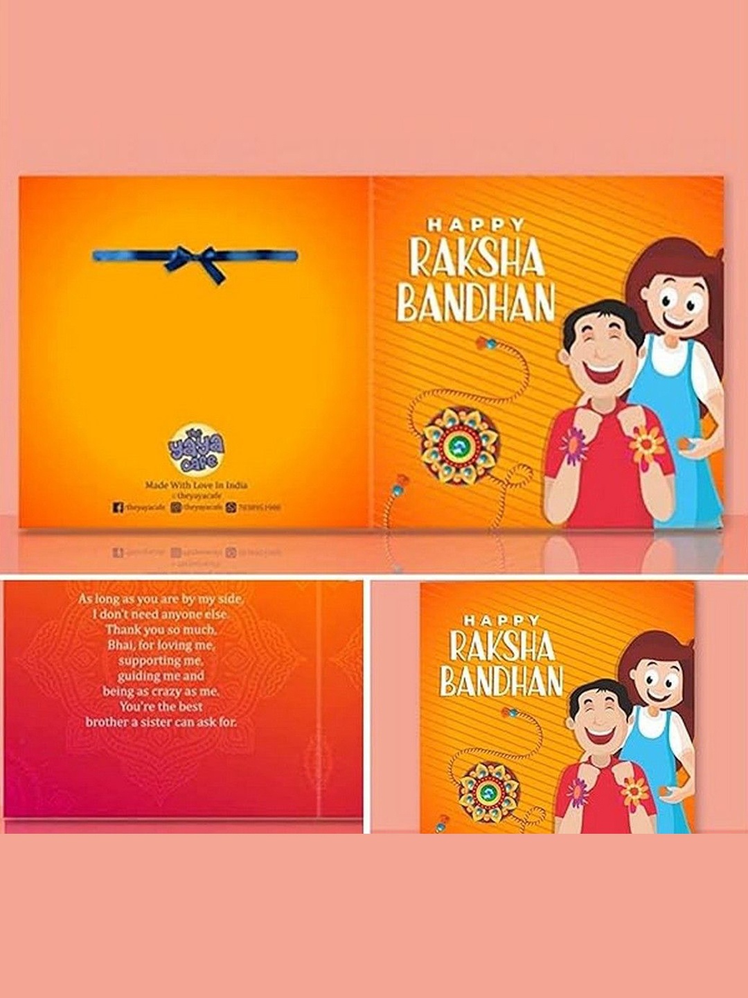 

THEYAYACAFE Boys Thread Rakhi With Roli, Brown