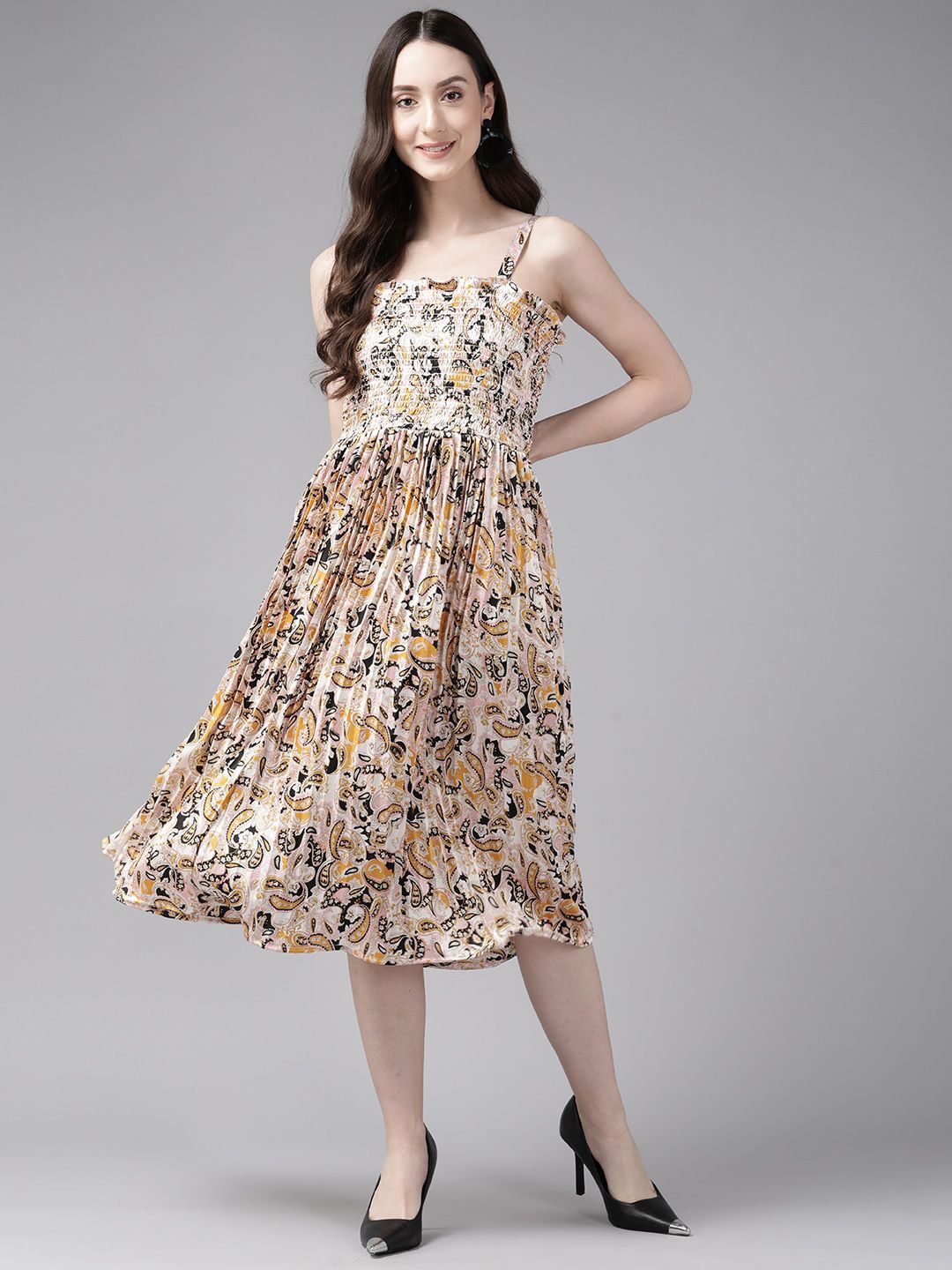 

BAESD Floral Print Georgette Fit & Flare Midi Dress, Multi