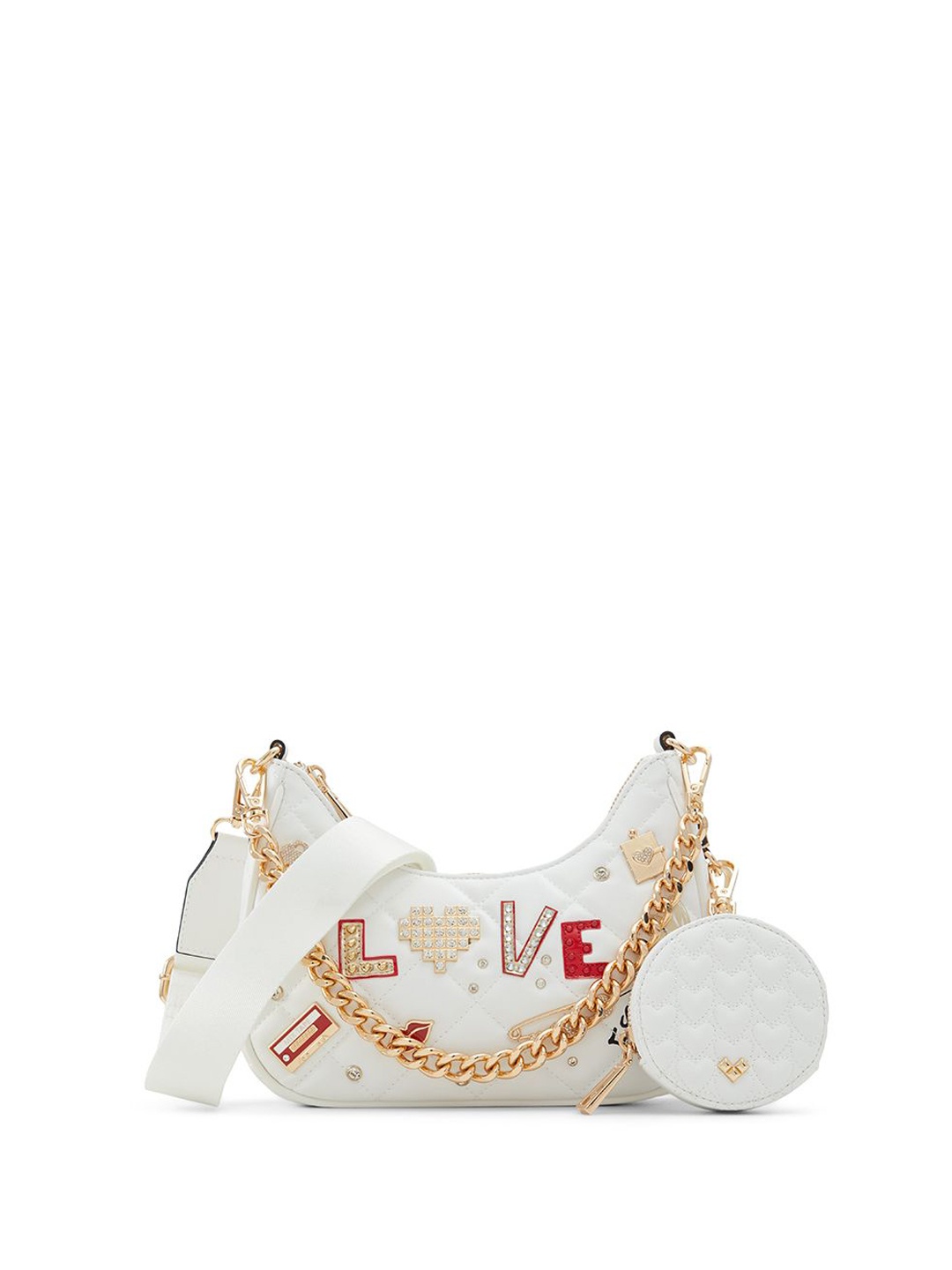 

ALDO Structured Handheld Bag with Quilted, White