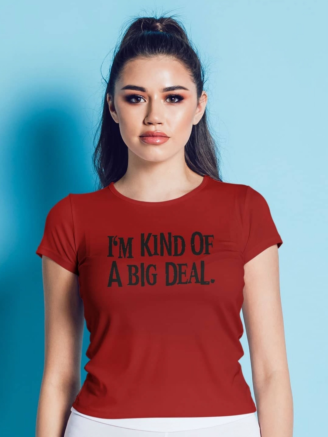 

macmerise Women V-Neck Extended Sleeves Pockets T-shirt, Red