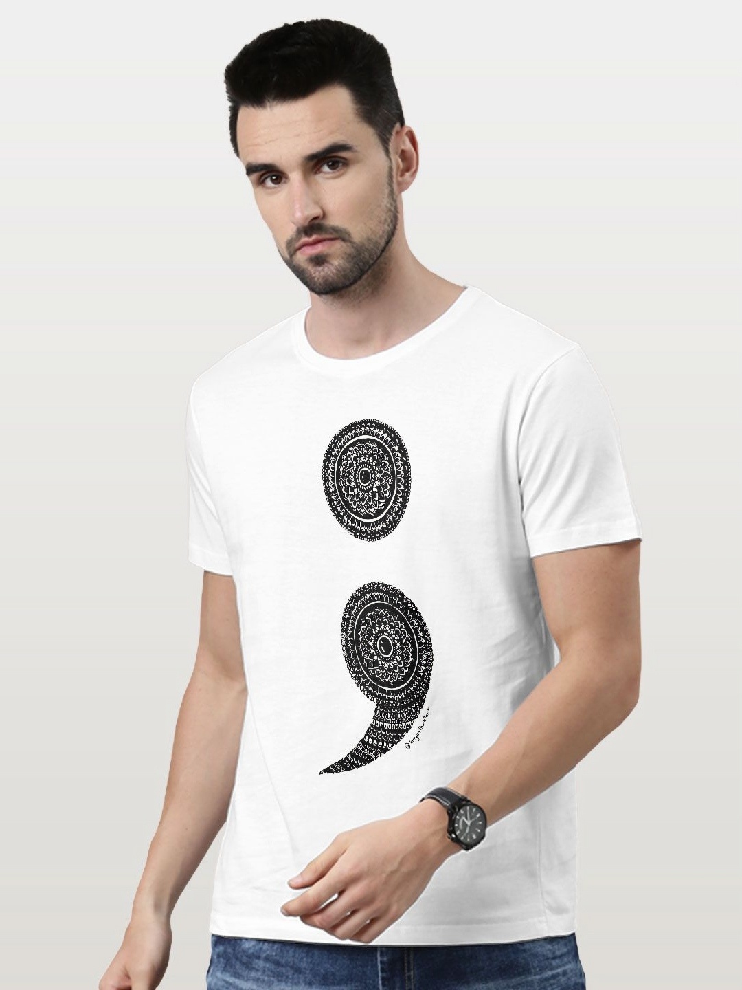 

macmerise Men Raw Edge T-shirt, White