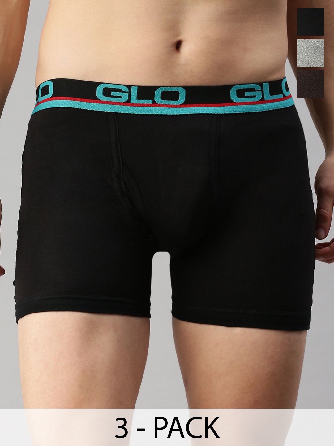 

Lux Cozi Pack Of 3 Assorted Cotton Trunks COZI_GLO_INTLCK_ASST4_3PC, Grey