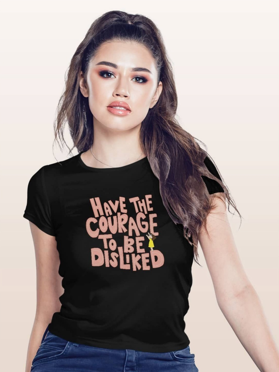 

macmerise Women Typography Extended Sleeves T-shirt, Black