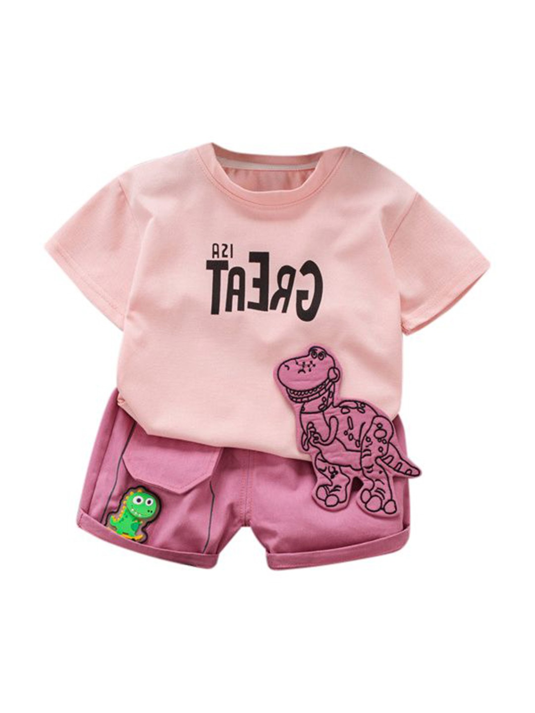 

StyleCast x Revolte Boys Printed Pure Cotton Top with Shorts, Pink