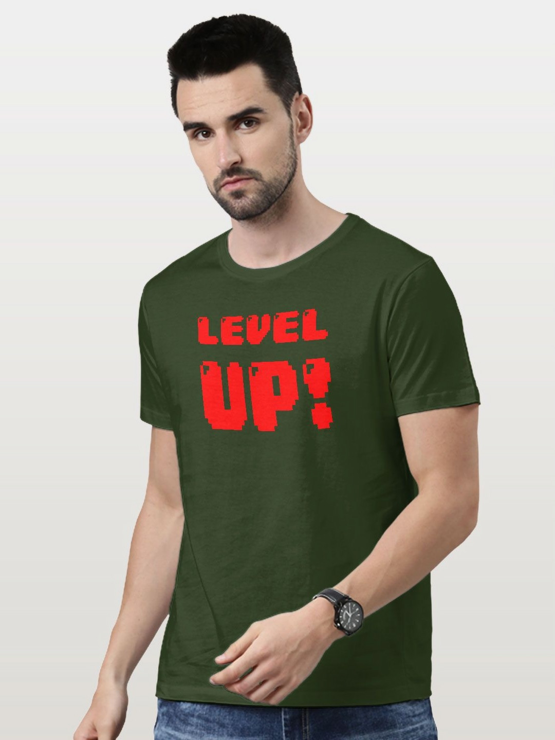 

macmerise Men Typography Printed Pockets T-shirt, Green