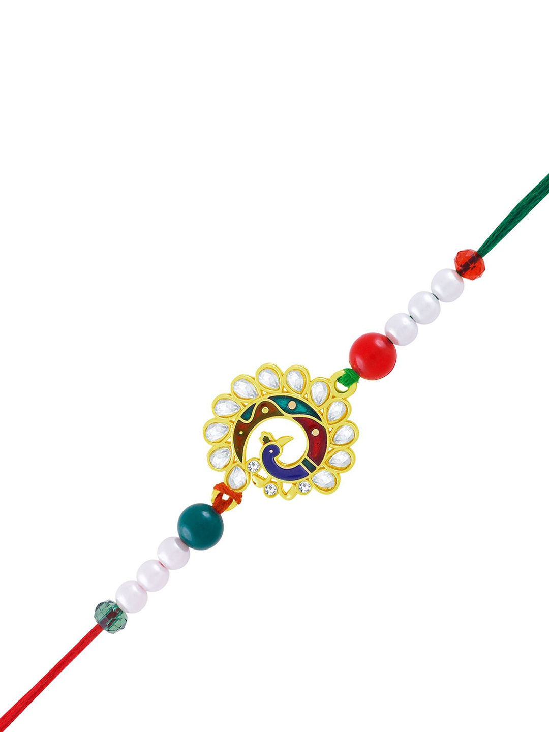 

Okos Gold Plated Flutering Peacock Thread Rakhi