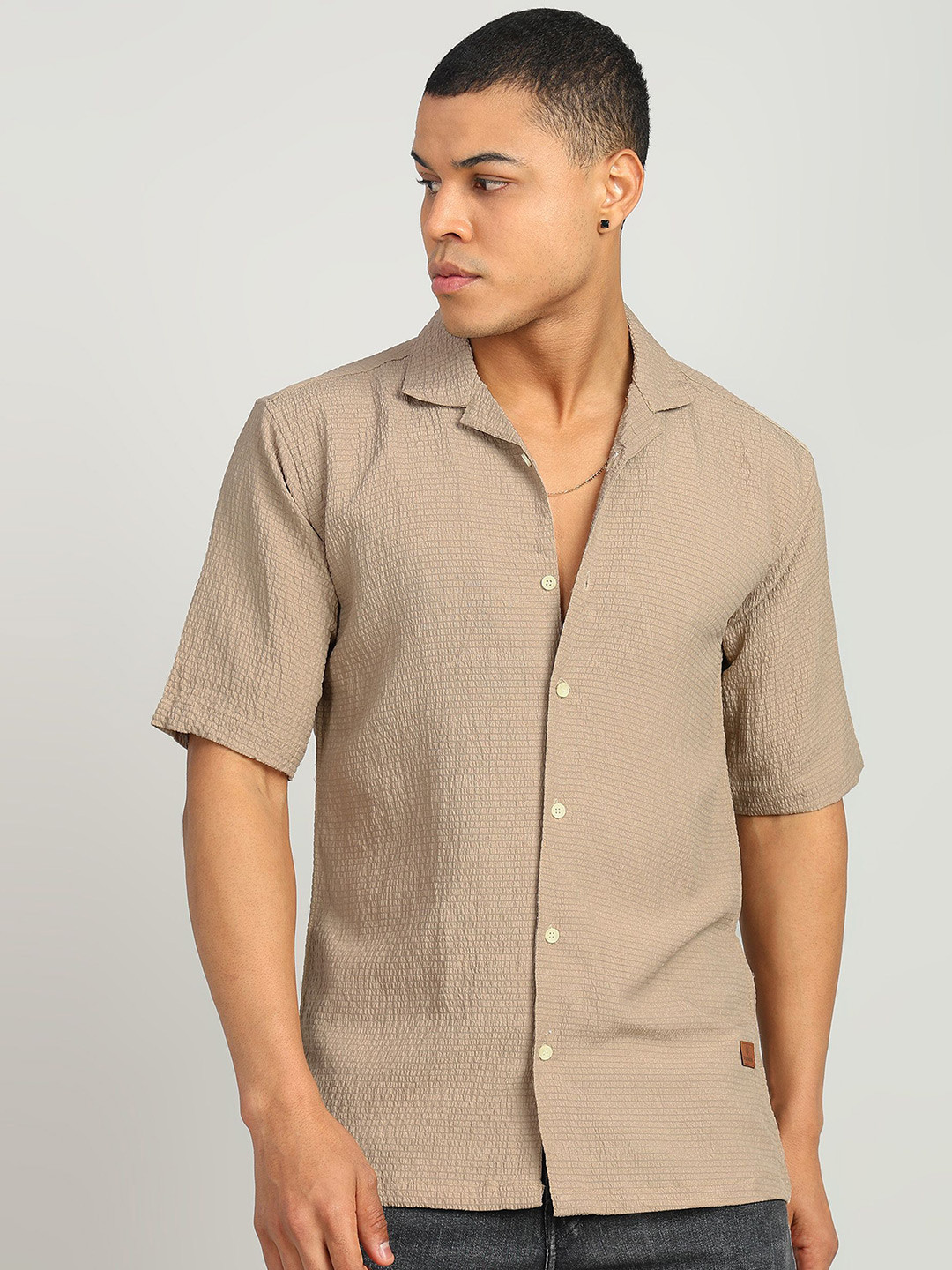 

FUBAR Men Slim Fit Opaque Casual Shirt, Brown