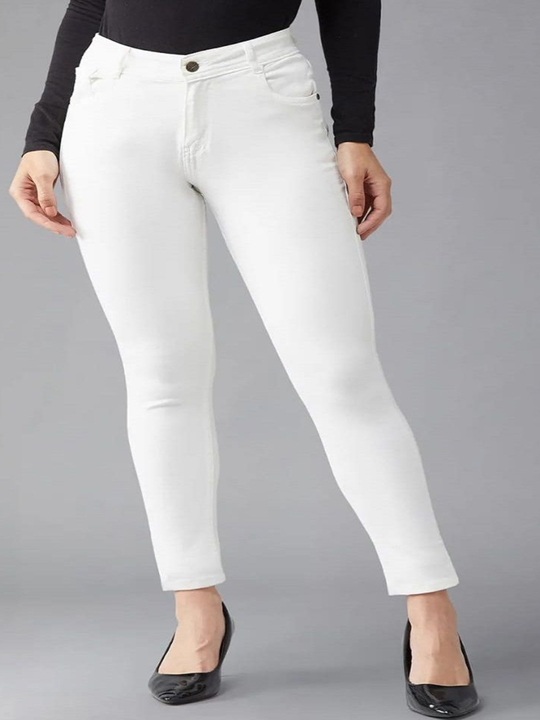 

Perfect Outlet Women High-Rise Slash Knee Stretchable Jeans, White