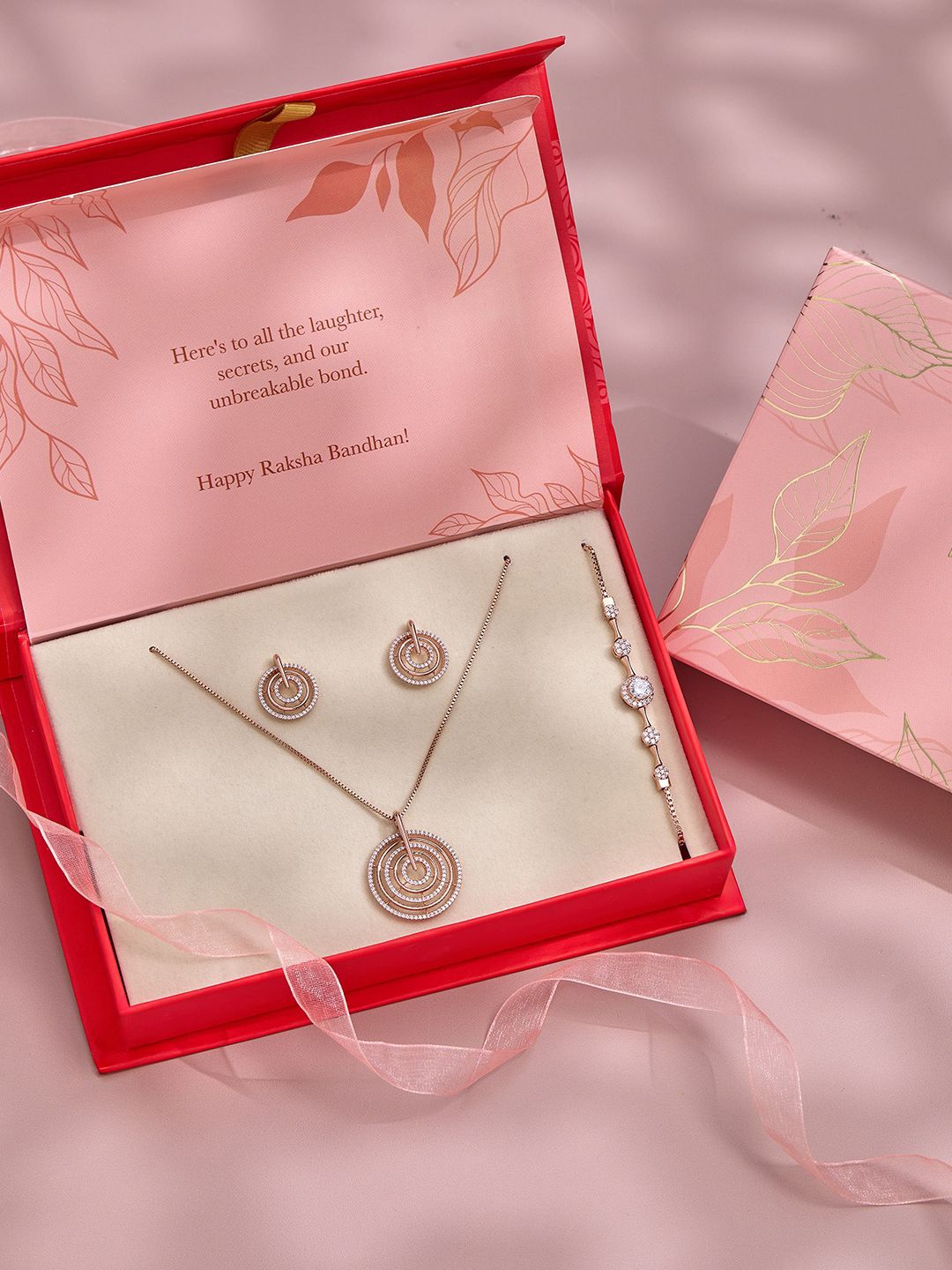 

Kushal's Fashion Jewellery Rose Gold Plated Cubic Zirconia Studded Jewellery Set