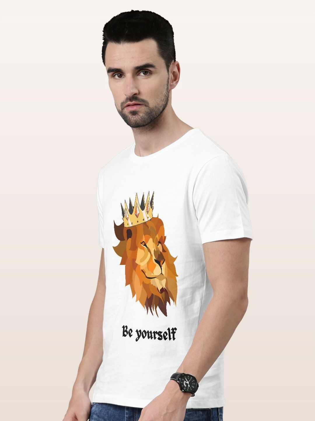 

macmerise Men Typography Printed Raw Edge T-shirt, White