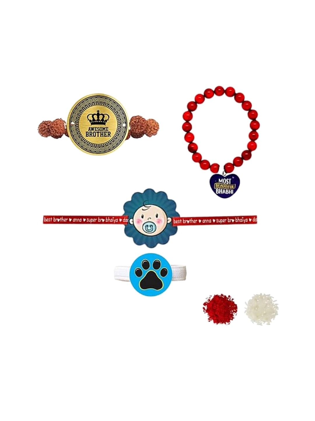 

THEYAYACAFE Set of 4 Bhaiya Bhabhi Rakhi, Blue