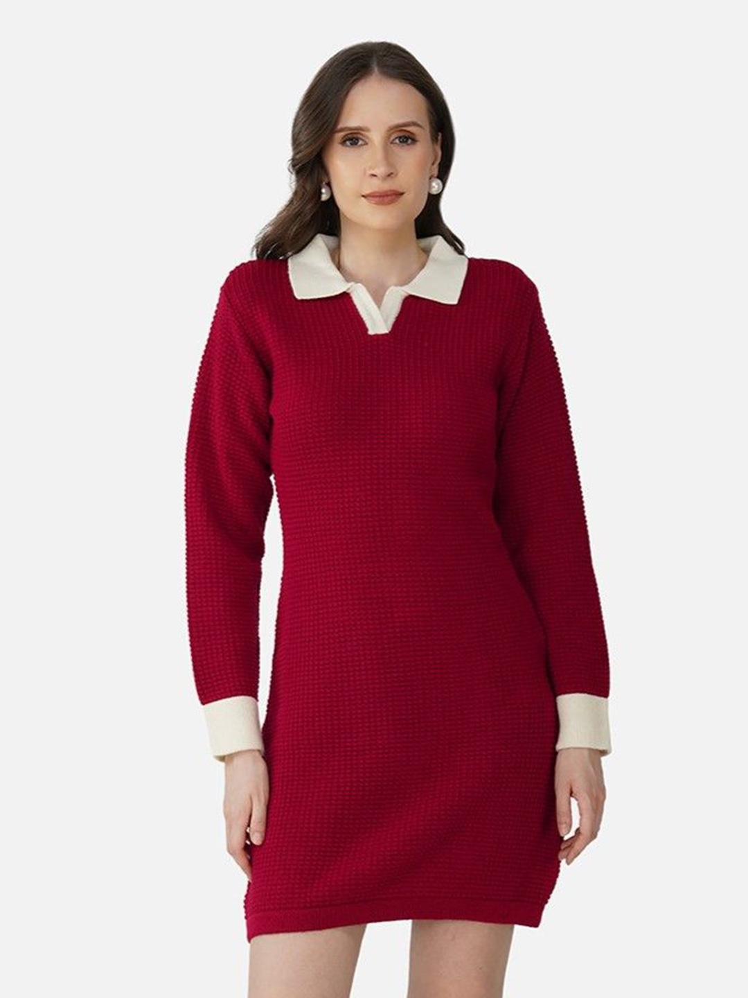 

JoE Hazel Shirt Collar Long Sleeves Shirt Dress, Red