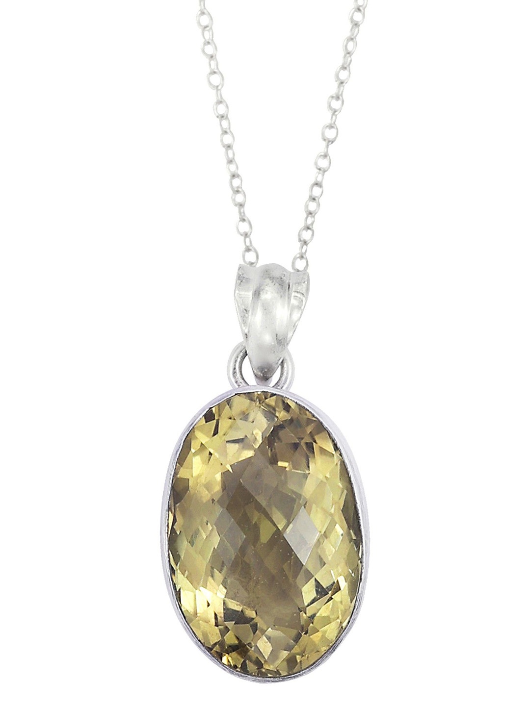 

Exotic India Faceted Yellow Topaz Stone Sterling Silver Pendant