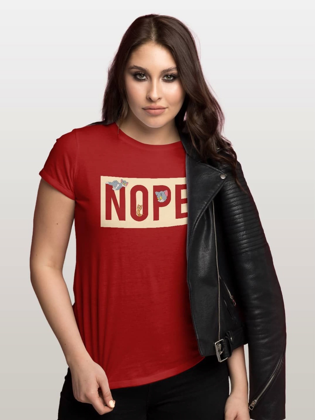 

macmerise Women Typography Printed Applique T-shirt, Red