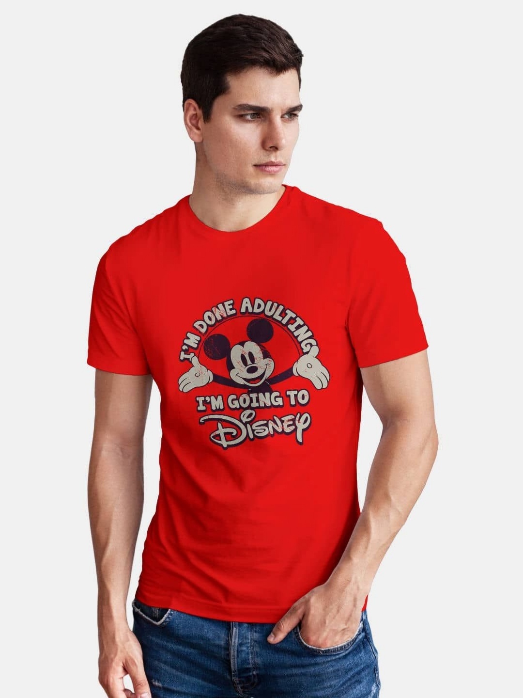 

macmerise Men Typography Printed Applique T-shirt, Red