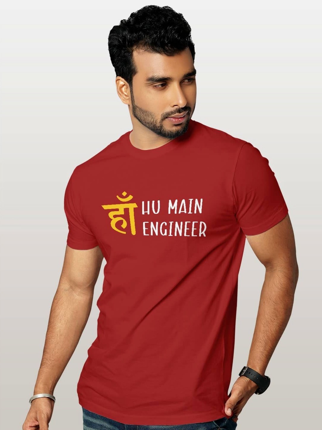 

macmerise Men Typography Printed T-shirt, Red