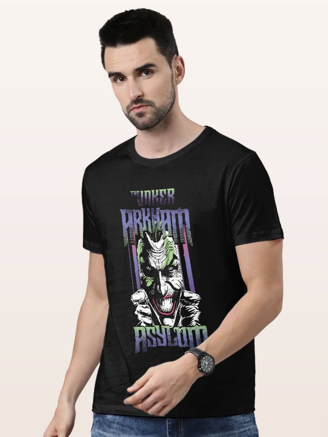 

macmerise Men Printed Raw Edge T-shirt, Black