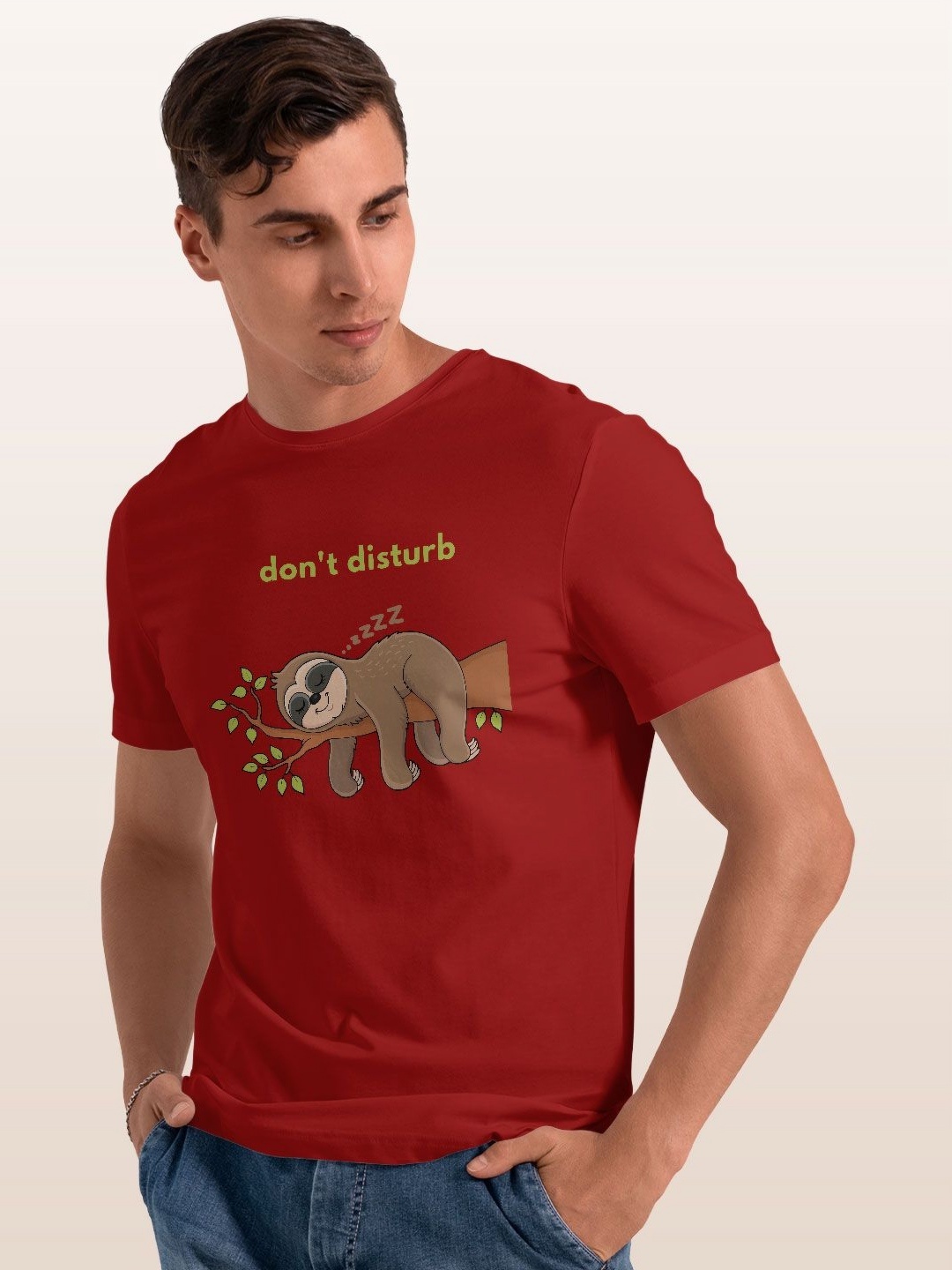 

macmerise Men Typography Printed Applique T-shirt, Red