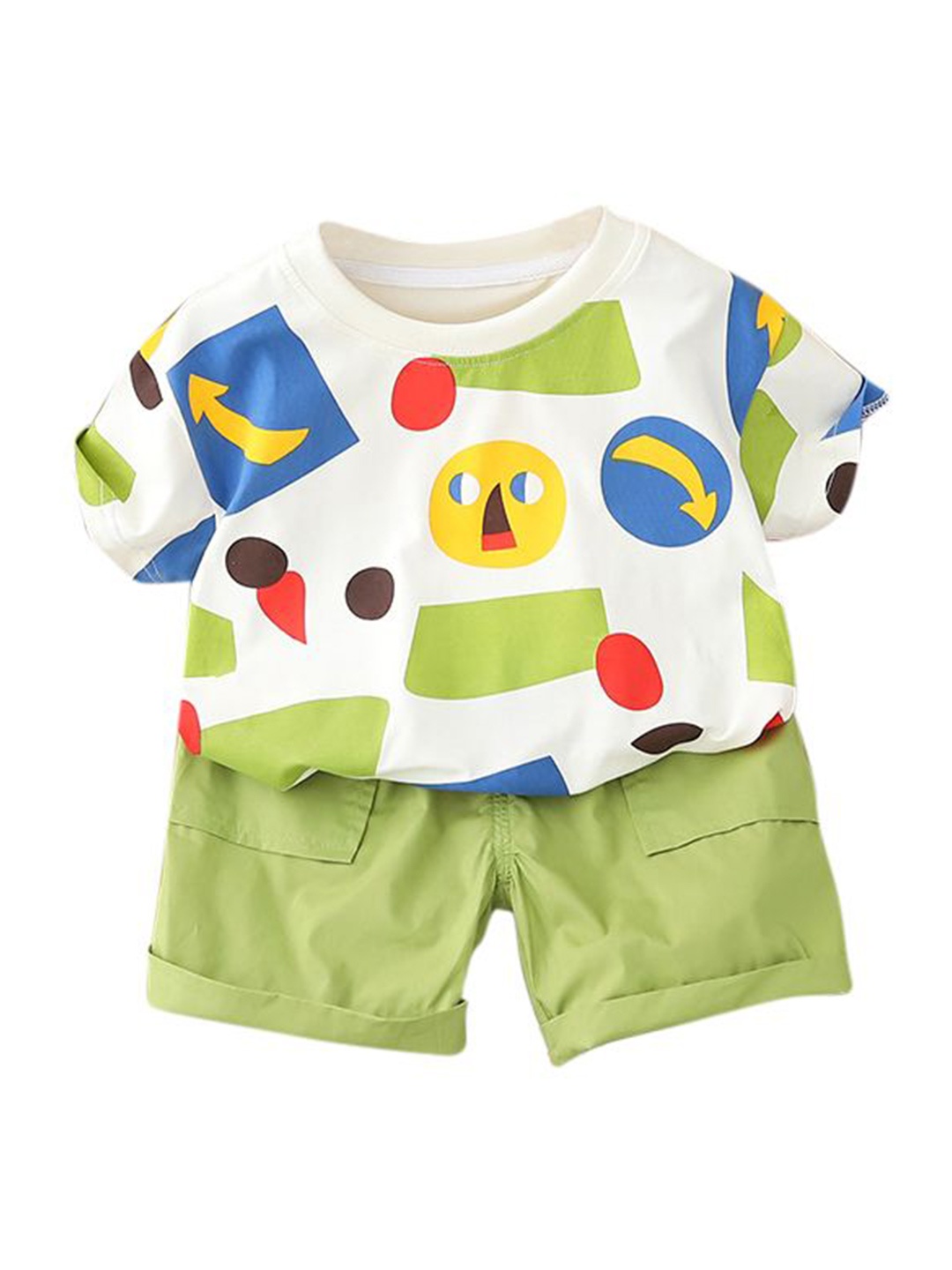 

StyleCast x Revolte Boys Printed Pure Cotton T-shirt with Shorts, Green