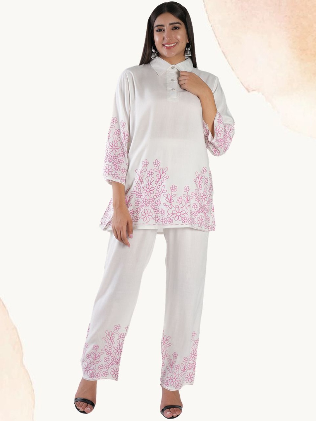 

BAESD Printed Tunic With Trouser Co-Ords, White