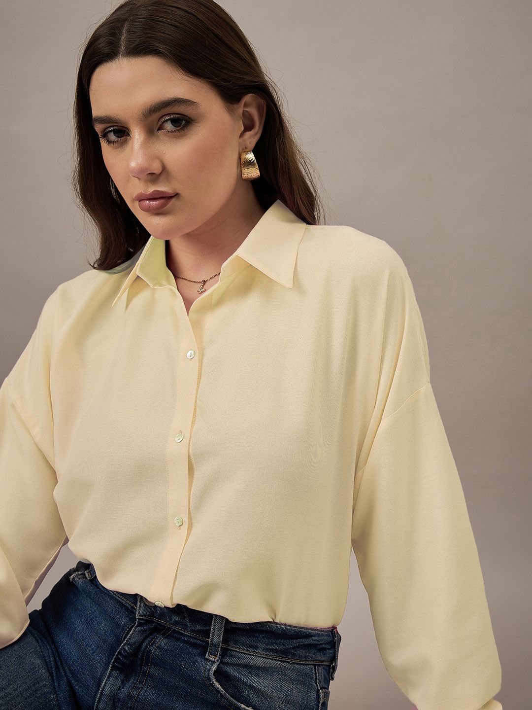 

The Roadster Lifestyle Co Oversized Casual Shirts, Beige