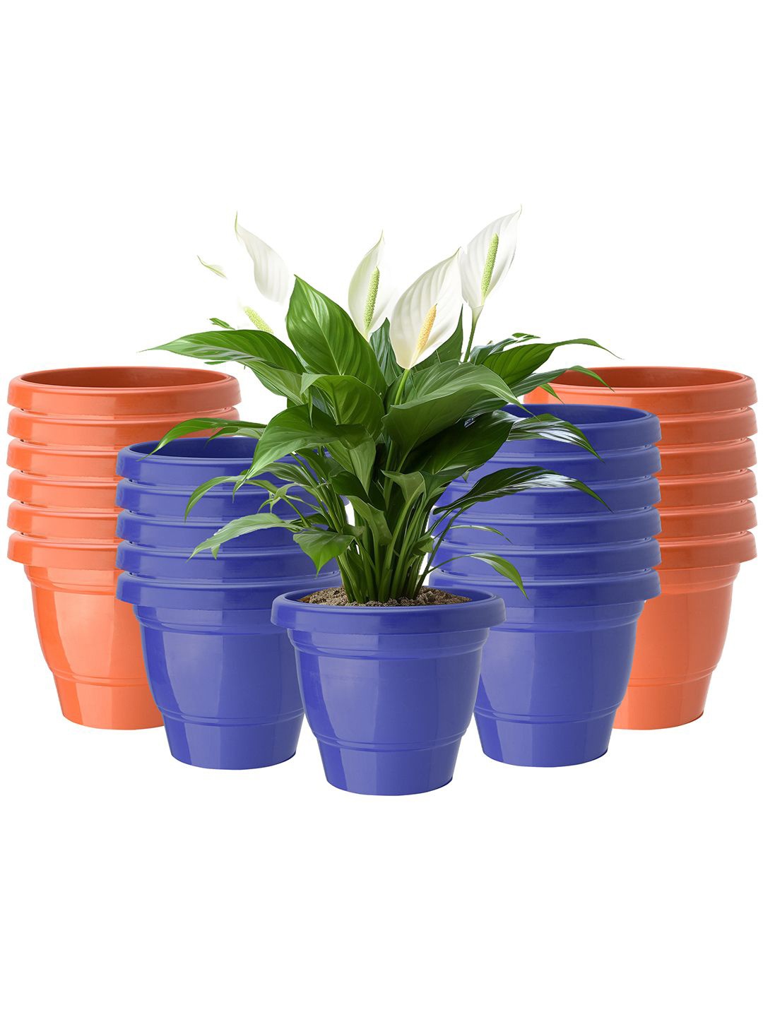 

Kuber Industries Blue & Orange-Coloured 24 Pieces Durable 2-Layer Planters