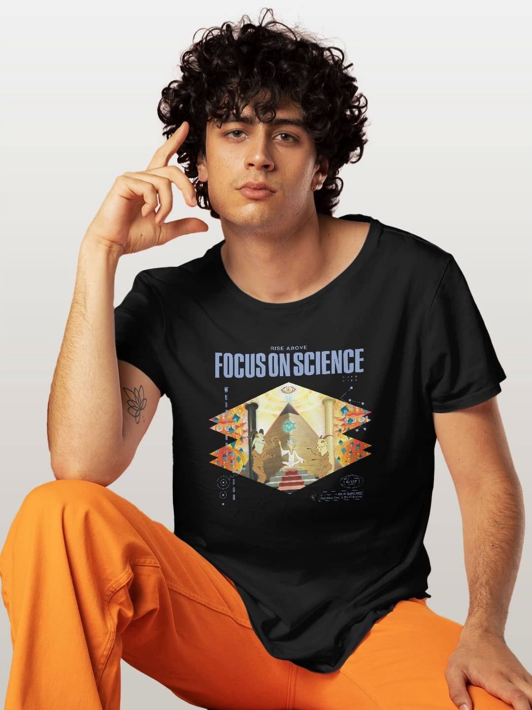 

macmerise Men Typography Printed V-Neck T-shirt, Black