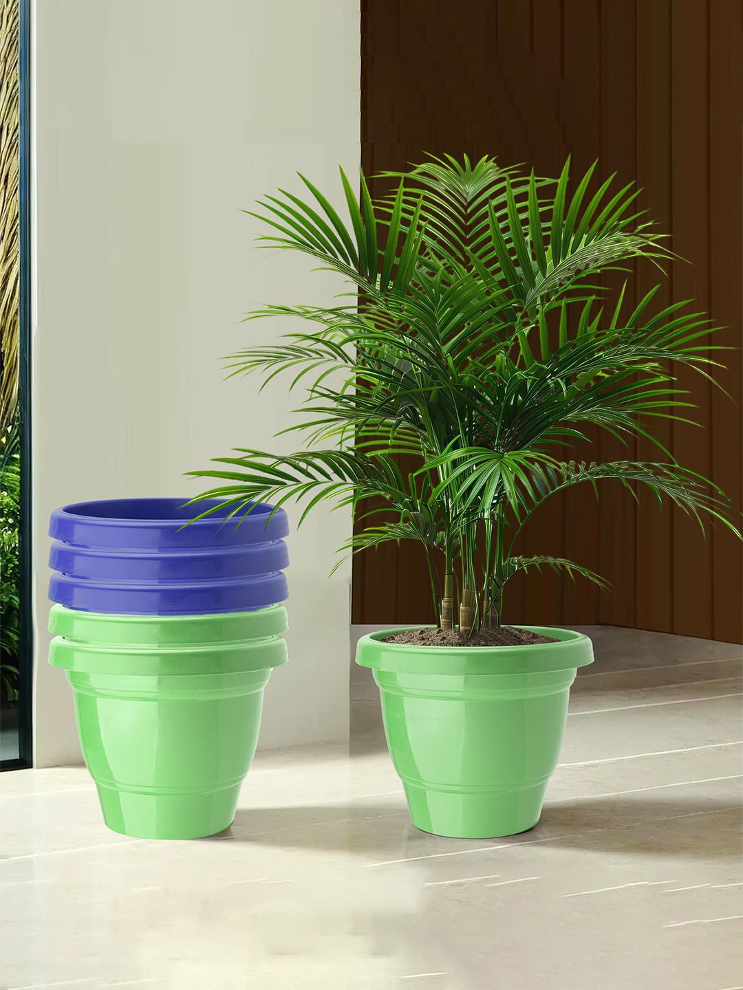 

Kuber Industries Green & Blue 6 Pieces Lightweight 2 Layer Planters
