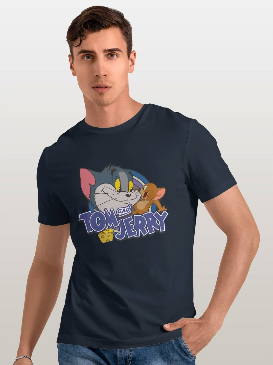 

macmerise Men Printed Applique T-shirt, Blue