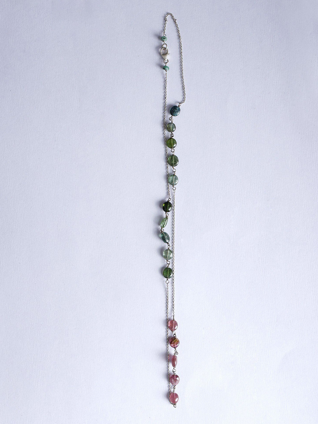 

Exotic India Green Aquamarine & Tourmaline Gemstone Stylish Sterling Silver Necklace